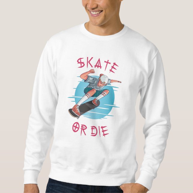 Skate eller die Skateboarder Boy Lång Ärmad Tröja (Framsida)