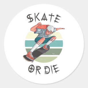 Skate eller die Skateboarder Boy Runt Klistermärke