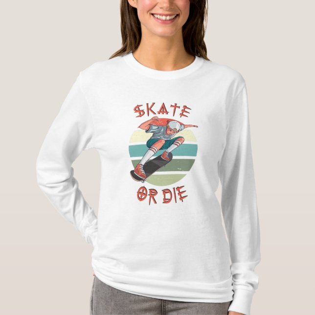 Skate eller die Skateboarder Boy T Shirt (Framsida)