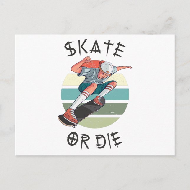 Skate eller die Skateboarder Boy Vykort (Framsida)