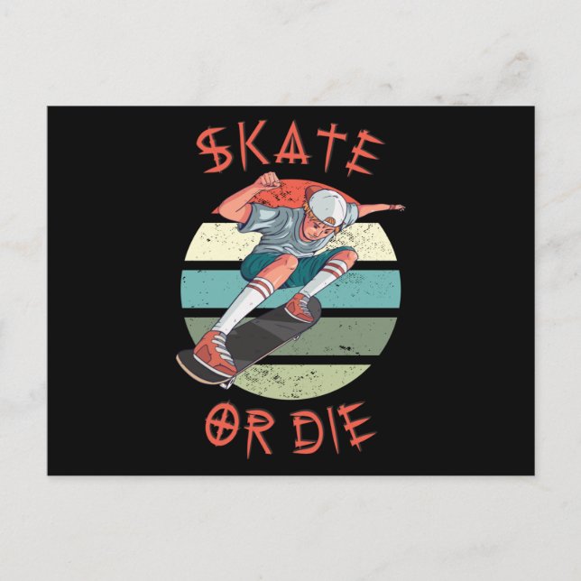 Skate eller die Skateboarder Boy Vykort (Framsida)