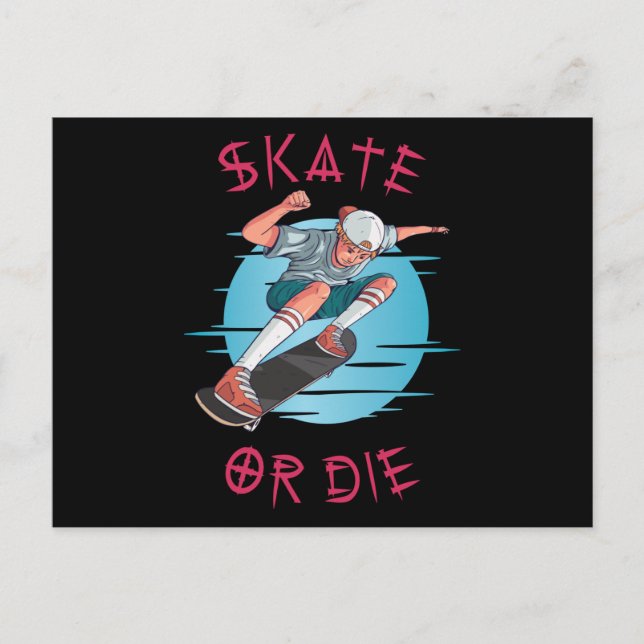 Skate eller die Skateboarder Boy Vykort (Framsida)