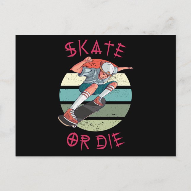Skate eller die Skateboarder Boy Vykort (Framsida)