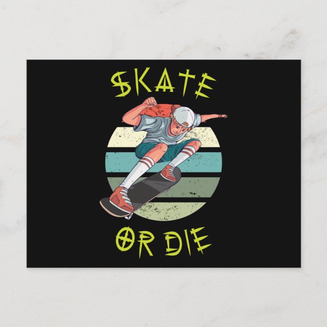 Skate eller die Skateboarder Boy Vykort (Framsida)