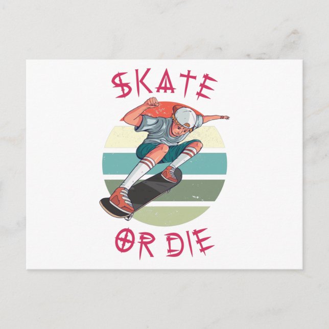 Skate eller die Skateboarder Boy Vykort (Framsida)