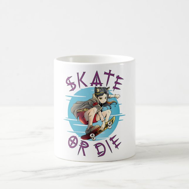 Skate eller die Skateboarder Girl Kaffemugg (Center)