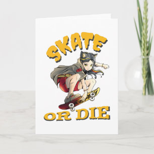 Skate eller die Skateboarder Girl Kort