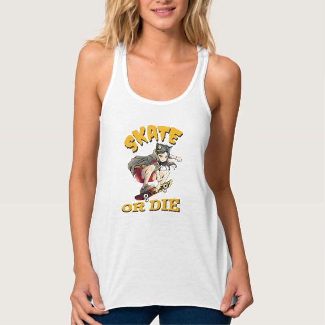Skate eller die Skateboarder Girl Linne Med Racerback (Framsida)