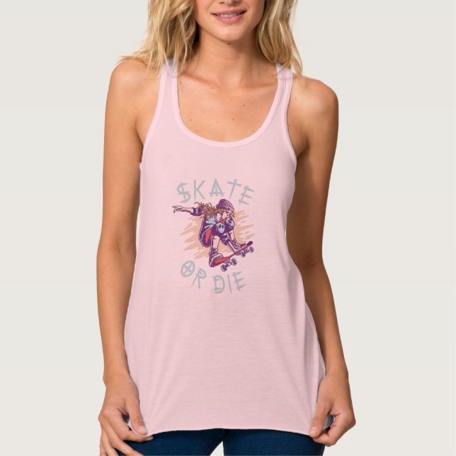 Skate eller die Skateboarder Girl Linne Med Racerback (Framsida)