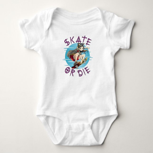 Skate eller die Skateboarder Girl T Shirt (Framsida)