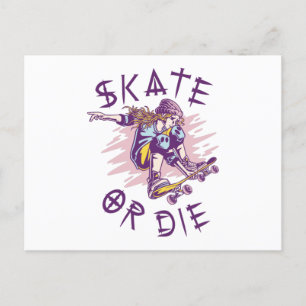 Skate eller die Skateboarder Girl Vykort