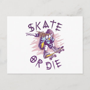 Skate eller die Skateboarder Girl Vykort