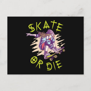 Skate eller die Skateboarder Girl Vykort