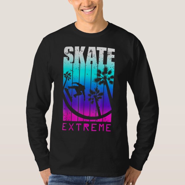 Skate eller Die Skateboarding Street Extreme Attit T Shirt (Framsida)