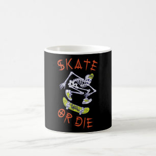 Skate eller die Skeleton Skateboarder Kaffemugg