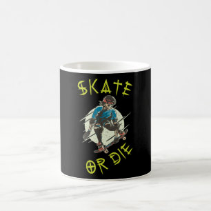 Skate eller die Skeleton Skateboarder Kaffemugg