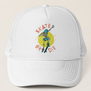 Skate eller die Skeleton Skateboarder Keps