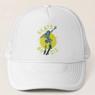 Skate eller die Skeleton Skateboarder Keps