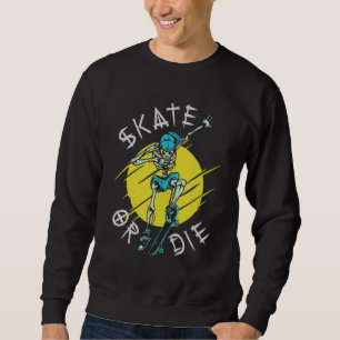 Skate eller die Skeleton Skateboarder Lång Ärmad Tröja