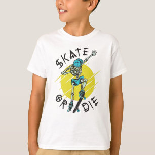 Skate eller die Skeleton Skateboarder T Shirt