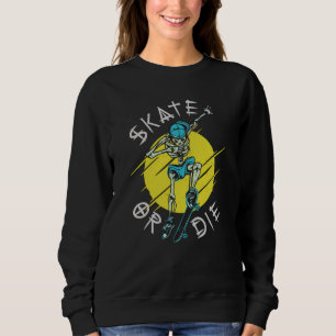 Skate eller die Skeleton Skateboarder T Shirt