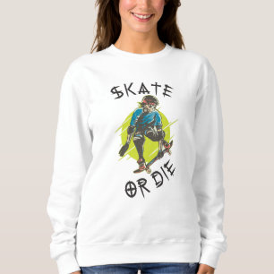 Skate eller die Skeleton Skateboarder T Shirt