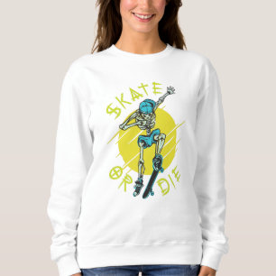 Skate eller die Skeleton Skateboarder T Shirt