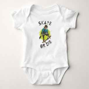 Skate eller die Skeleton Skateboarder T Shirt