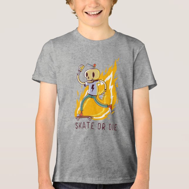 Skate eller dö: Den brinnande anden av skateboard T Shirt (Framsida)