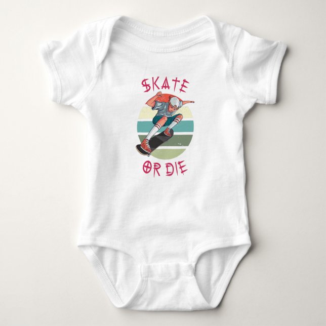 Skate eller dö Skateboarder Pojke T Shirt (Framsida)