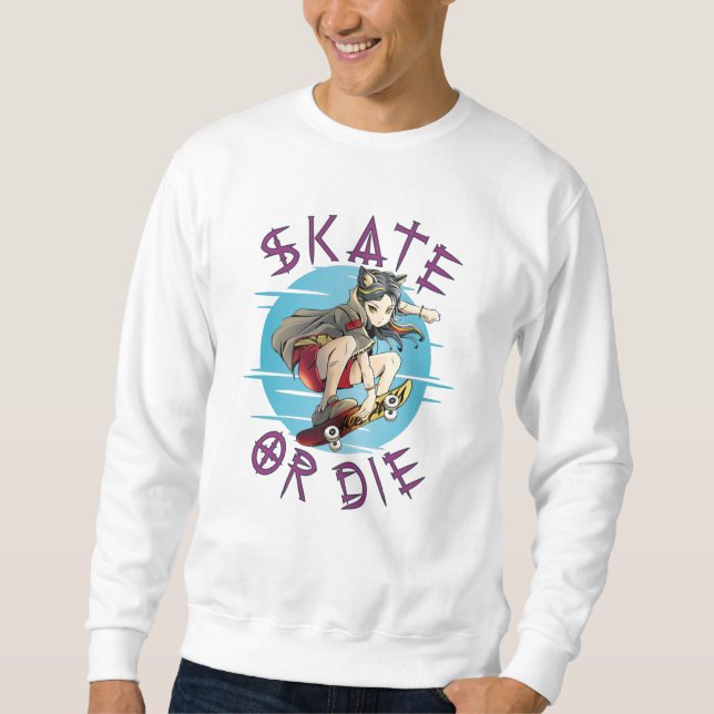 Skate eller dö Skateboarderska Lång Ärmad Tröja (Framsida)