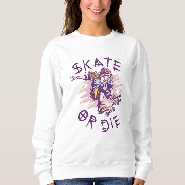 Skate eller dö Skateboarderska T Shirt (Framsida)
