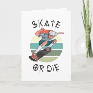 Skate eller dö Skateboardpojke Kort