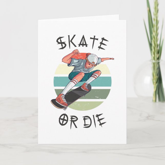 Skate eller dö Skateboardpojke Kort (Framsida)