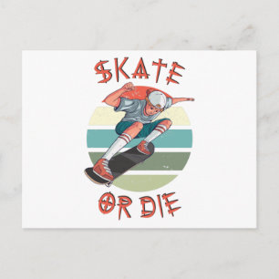 Skate eller dö Skateboardpojke Vykort
