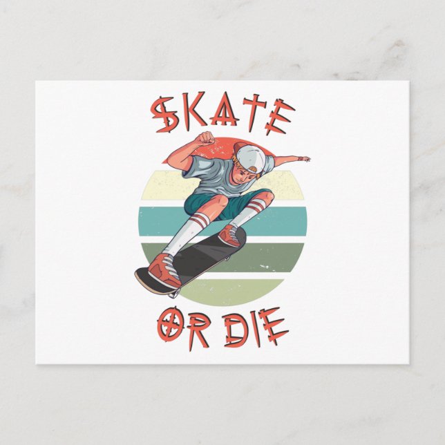 Skate eller dö Skateboardpojke Vykort (Framsida)