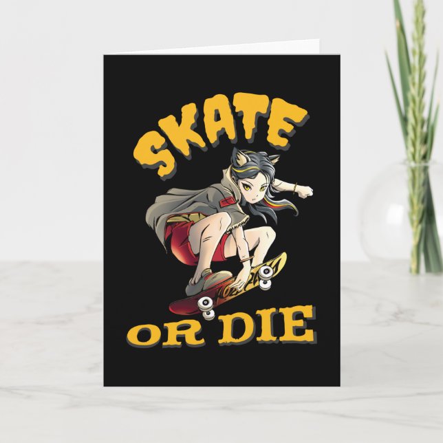 Skate eller dö Skateboardtjej Kort (Framsida)