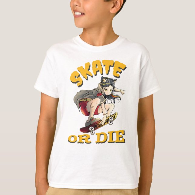 Skate eller dö Skateboardtjej T Shirt (Framsida)