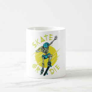 Skate eller dö Skeleton Skateboardåkare Kaffemugg