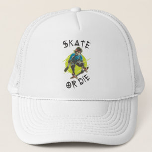 Skate eller dö Skeleton Skateboardåkare Keps