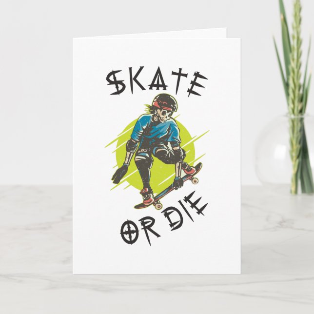 Skate eller dö Skeleton Skateboardåkare Kort (Framsida)