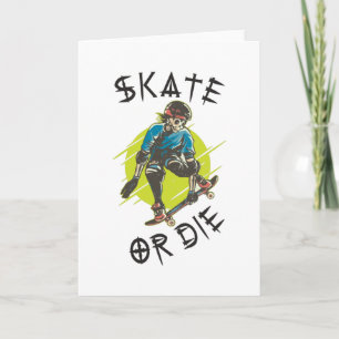 Skate eller dö Skeleton Skateboardåkare Kort