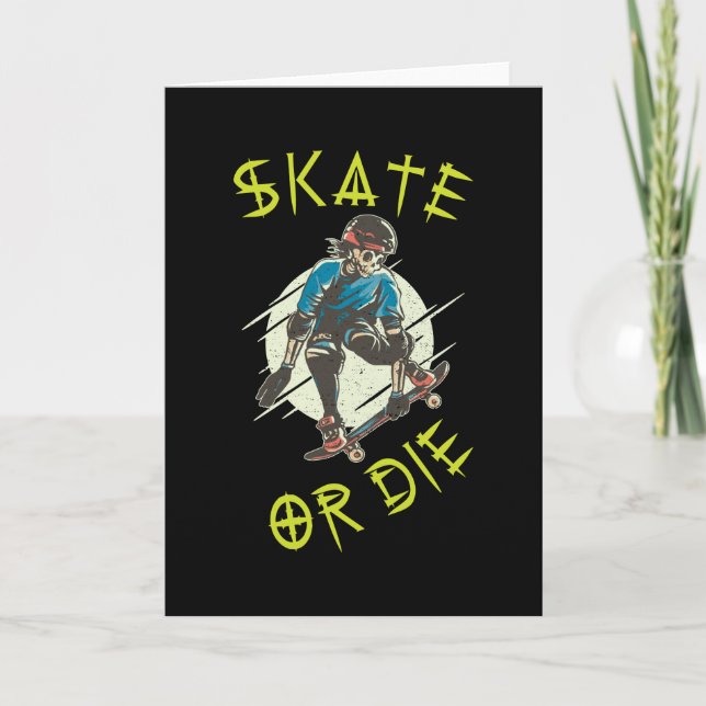 Skate eller dö Skeleton Skateboardåkare Kort (Framsida)