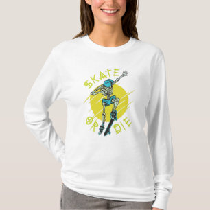 Skate eller dö Skelett Skateboardåkare T Shirt