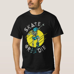 Skate eller dö Skelett Skateboardåkare T Shirt