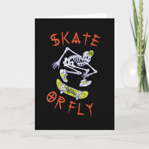 Skate eller Flyg Skelett Skateboardåkare Kort