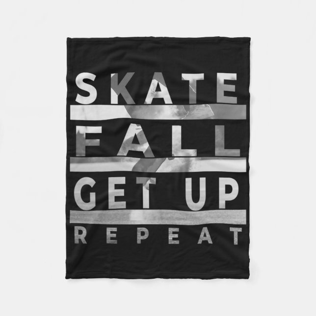Skate Fall Get Up Repeat - Funny Skateboarding Ska Fleecefilt (Framsidan)