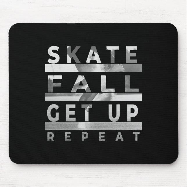 Skate Fall Get Up Upprepa - Rolig Skateboardåkning Musmatta (Framsidan)