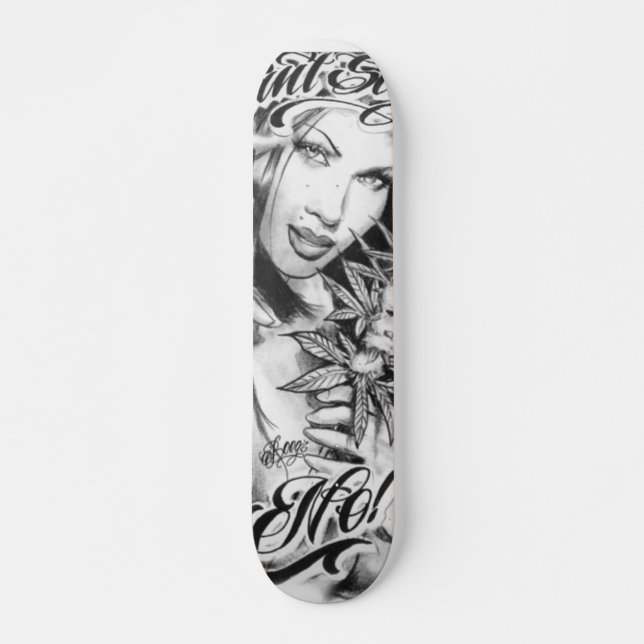Skate girl smoke weed skateboard bräda 20 cm (Framsida)