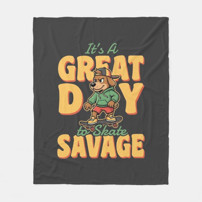 Skate Hund Stor Dag Savage Fleecefilt (Framsidan)